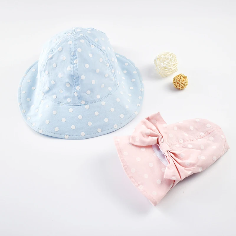 

Spring And Summer Children's Cotton And Linen Dot Half Sun Cap With Bow In The Big Kids Soft Peaked Hat Baby Accessories