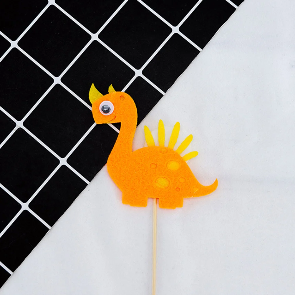 

8 pcs Cartoon Dinosaur Shape Decor Inserted Cards Non Woven Fabric Birthday Party Cake Picks Home Baking Decoration Supplies
