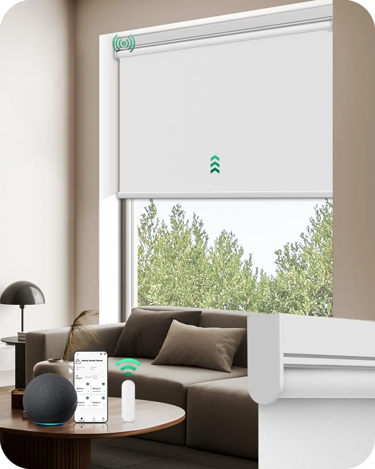 

Motorized Blinds with Remote for Home Office, Automatic Blackout Roller Shades Easy Install, 35" W x 72" H White