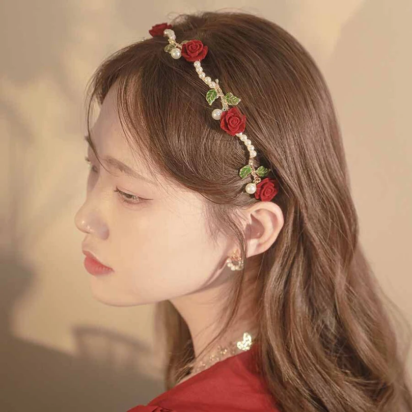 أربطة شعر مصنوعة يدويًا من اللؤلؤ الوردي للفتيات ، أربطة رأس للنساء ، رباط شعر جميل ، طوق رأس ، إكسسوارات شعر ، جديدة
