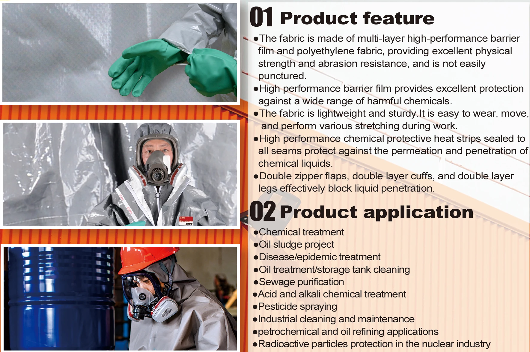 Protection Disposable Coverall Clothing Disposable Work Suits Laboratory Workwear For Chemical Type 3/4/5/6 Coverall