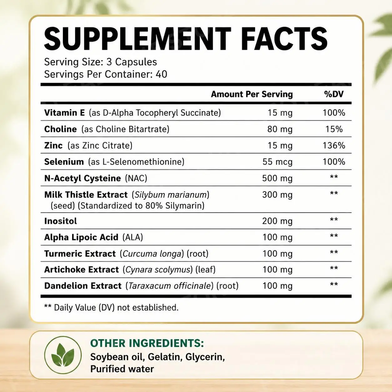 Milk Thistle Complex with NAC, Alpha Lipoic Acid, Choline, Zinc & Selenium, Advanced Liver Function Support, 120 Capsules