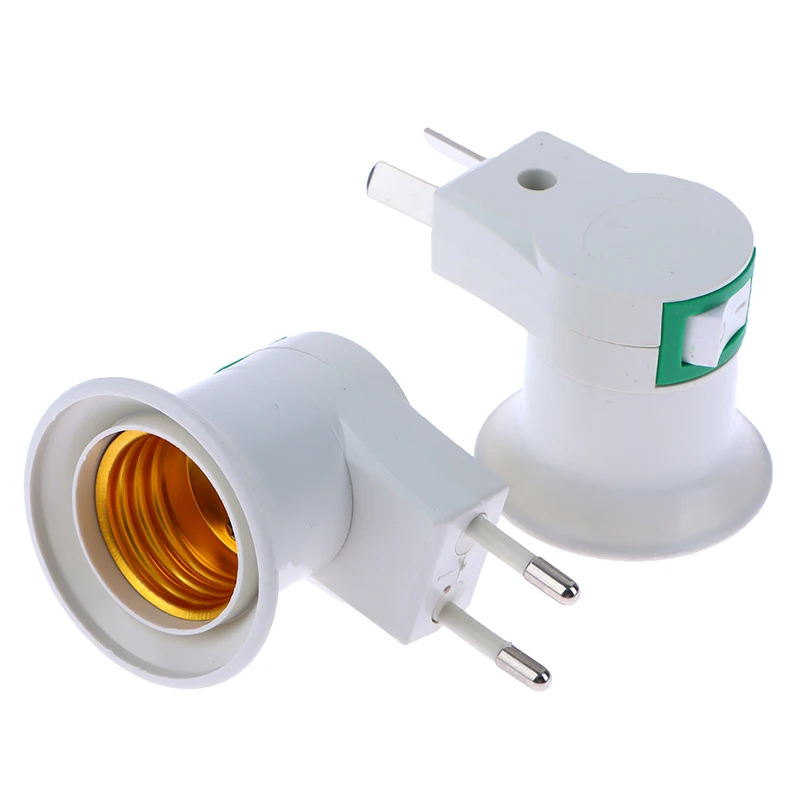 UE Plug Adapter com Power On-off Control Switch, Base da lâmpada, E27 soquete, 1pc