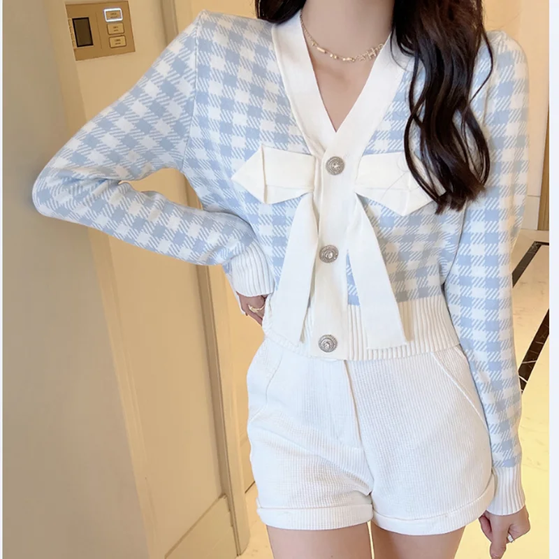 

Cardigan sweater 2023 autumn products small fragrance bow knitted cardigan women foreign trade Amazon V-neck slim sweater coat