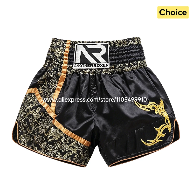 Boxing Fight Shorts Dragon Embroidery Retro Muay Thai Shorts Breathable Lightweight Unisex Kickboxing Training Competition Pants