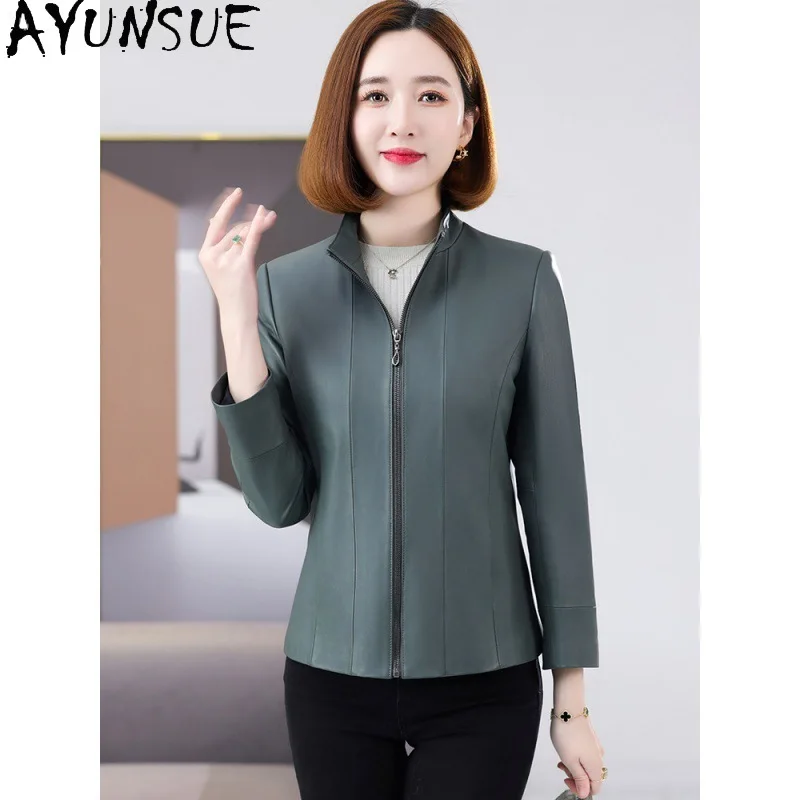 AYUNSUE Giacca in vera pelle di pecora con strato superiore per donna 2025 Cappotto corto in pelle Primavera Autunno Vestiti Jaqueta De Couro