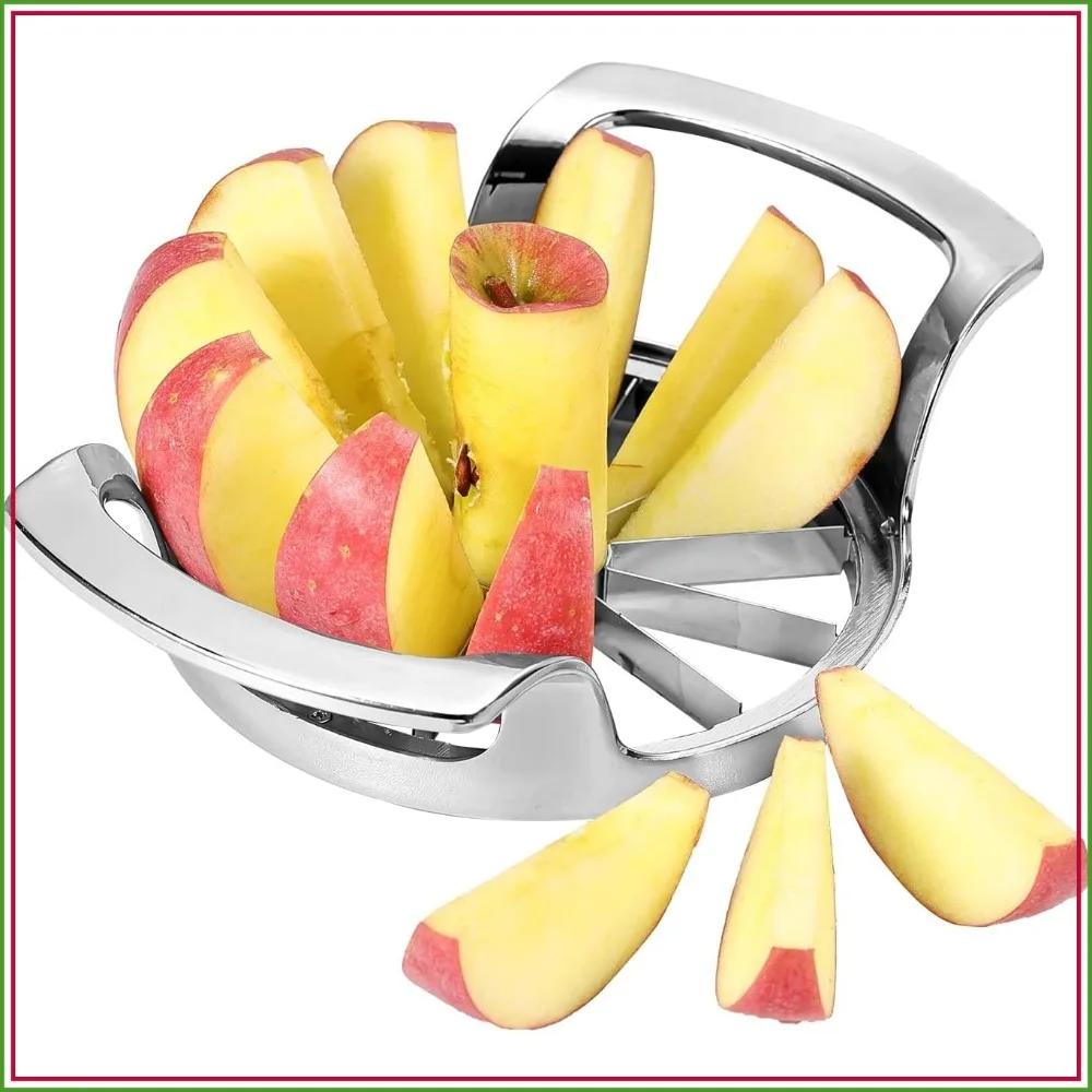 Extra Large Heavy Duty Stainless Steel Apple Slicer with 12 Blades, Dishwasher Safe, Easy to Use for Vegetables, Fruit and Pineapple