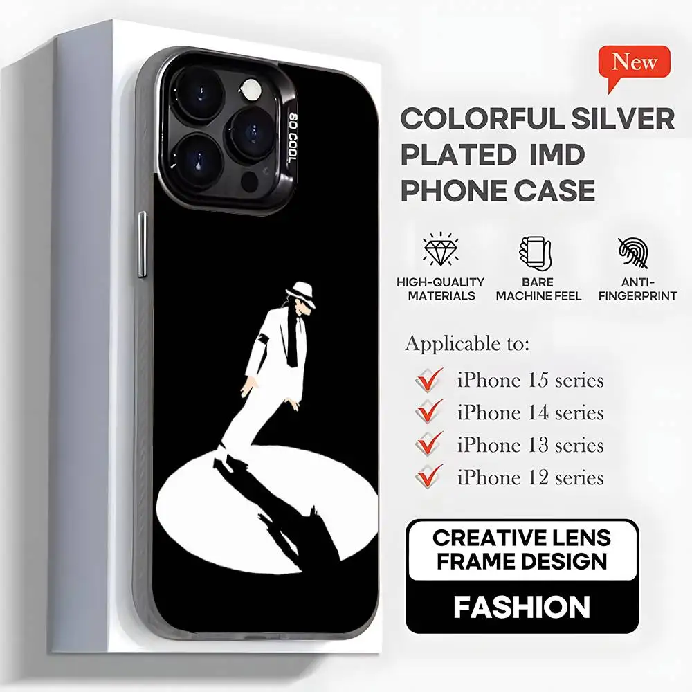 Casing Ponsel Singer M-Michael J-Jackson Untuk iPhone17,16,15,14,13,12,11,Mini,Pro,MAX,plus, Hitam Matte Anti Benturan