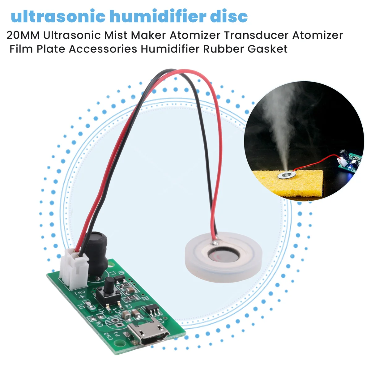 ใหม่ 20MM Ultrasonic Mist Maker Atomizer Transducer Atomizer ฟิล์มอุปกรณ์เสริมแผ่น Humidifier ปะเก็นยาง