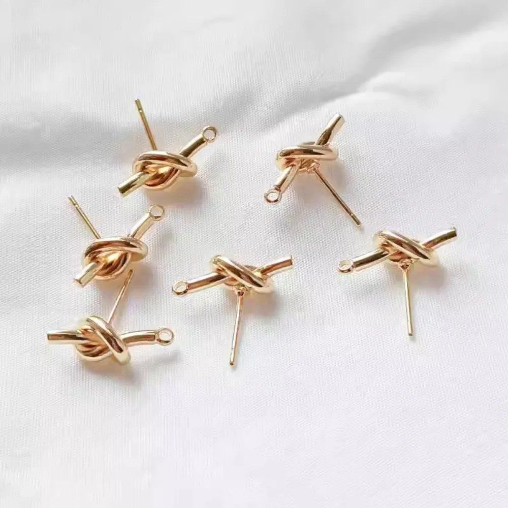 14K Gold-plated Knotted S925 Silver Ear Needle Earrings and Earrings, DIY Handmade Accessories