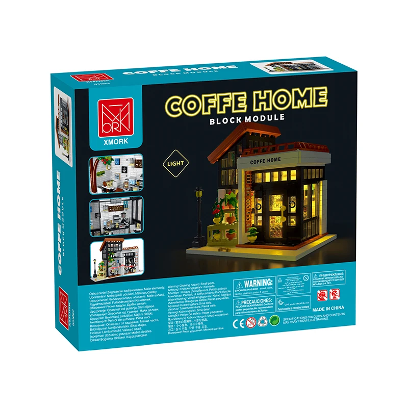 قوالب بناء إبداعية للقهوة بضوء الشمس المشرقة للمدينة ، MOC للشارع ، هندسة معمارية معيارية ، ألعاب للأولاد ، هدية للأطفال ، مجموعة نماذج #5