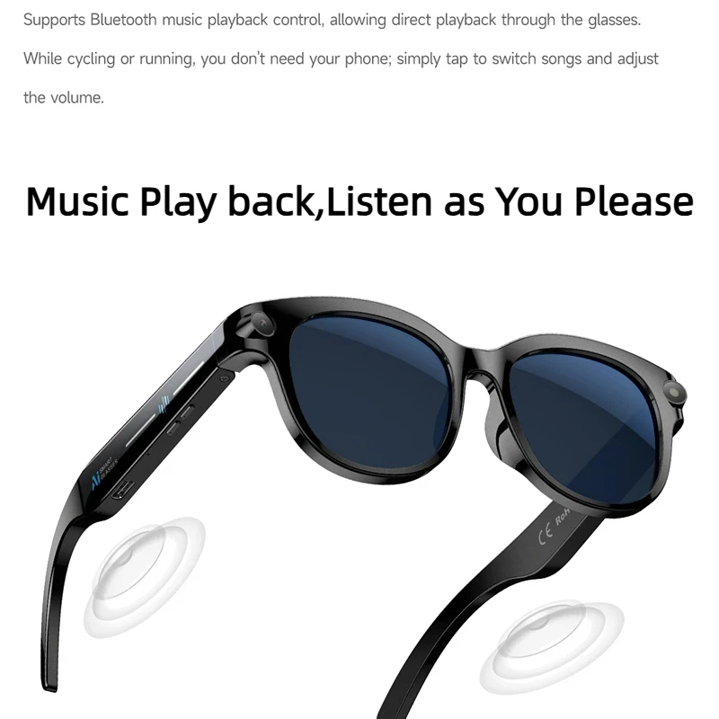 Xiaomi 4K نظارات كاميرا Ai الذكية 400 واط بكسل HD اطلاق النار ترجمة بلوتوث دعوة LED التعرف الذكي النظارات الشمسية #6