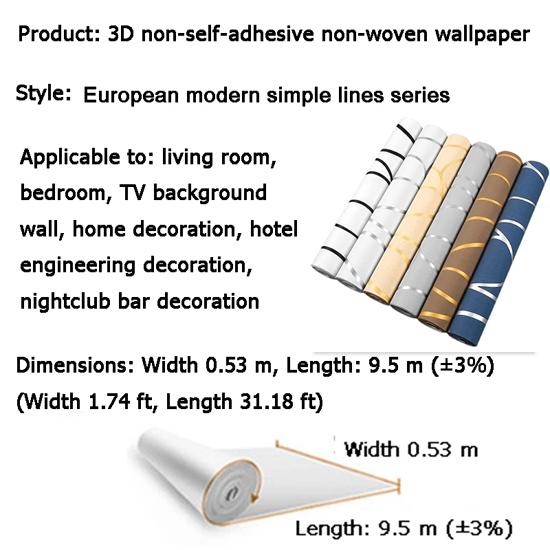 Papel tapiz decorativo para sala de estar dormitorio adhesivo de pared de fondo de TV papel tapiz no tejido no autoadhesivo engrosado papel tapiz 3D