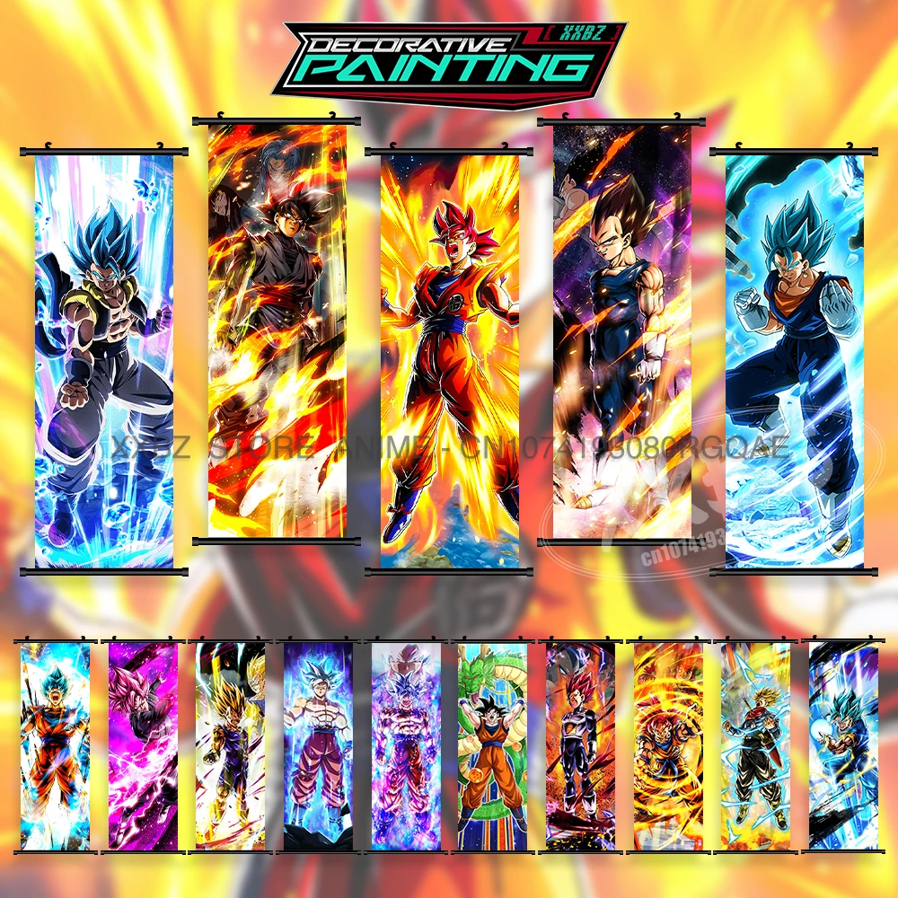 

Dragon Ball Z Scroll Picture Saiyan Home Decoration Hanging Painting Kakarot Anime Goku Wall Art Hot Blooded Gohan Canvas Poster