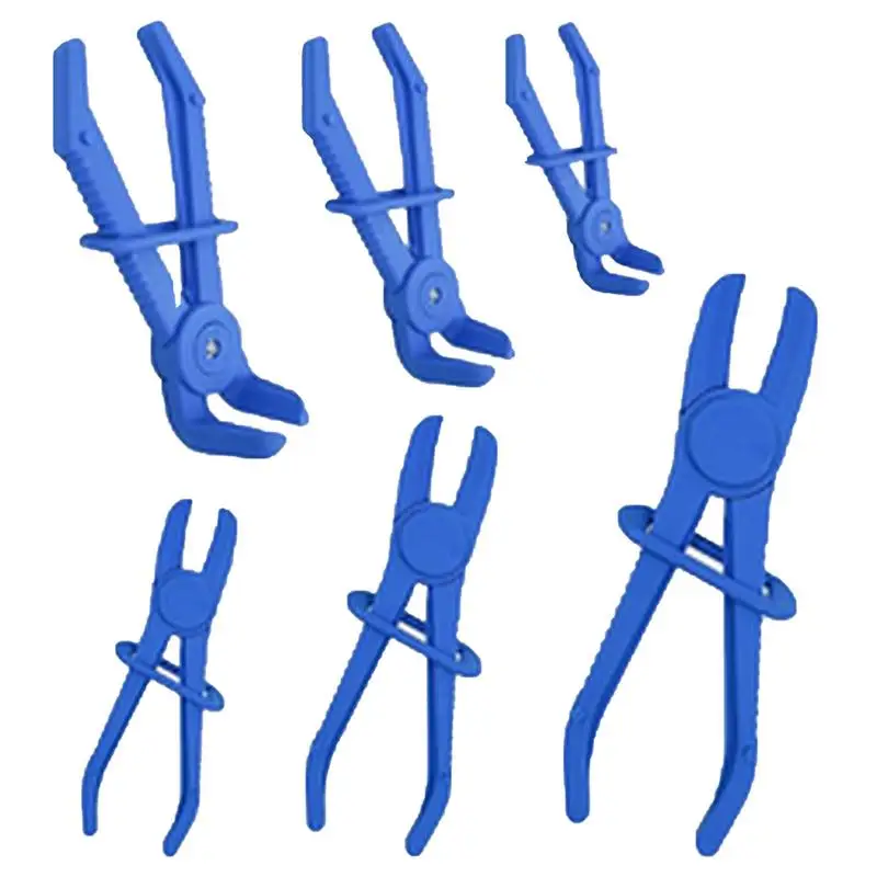 6Pcs Hose Clamp Tool Automotive Pinch Off Plastic Pliers Car Oil Pipe Clamp Tool For Brake Hoses Non-Conductive Pinch Off Pliers