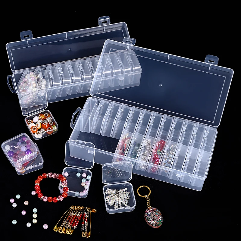 

Коробка-органайзер для бусин -13/25 шт. отделения, органайзер для бисера, набор мини-прозрачных пластиковых контейнеров для хранения ювелирных изделий, мелких деталей
