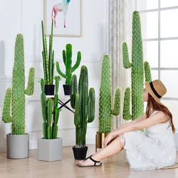 Artificial Green Fairy Column Decoration Indoor Fake Potted Plants Living Room Floor Plastic Cactus in Large Bonsai