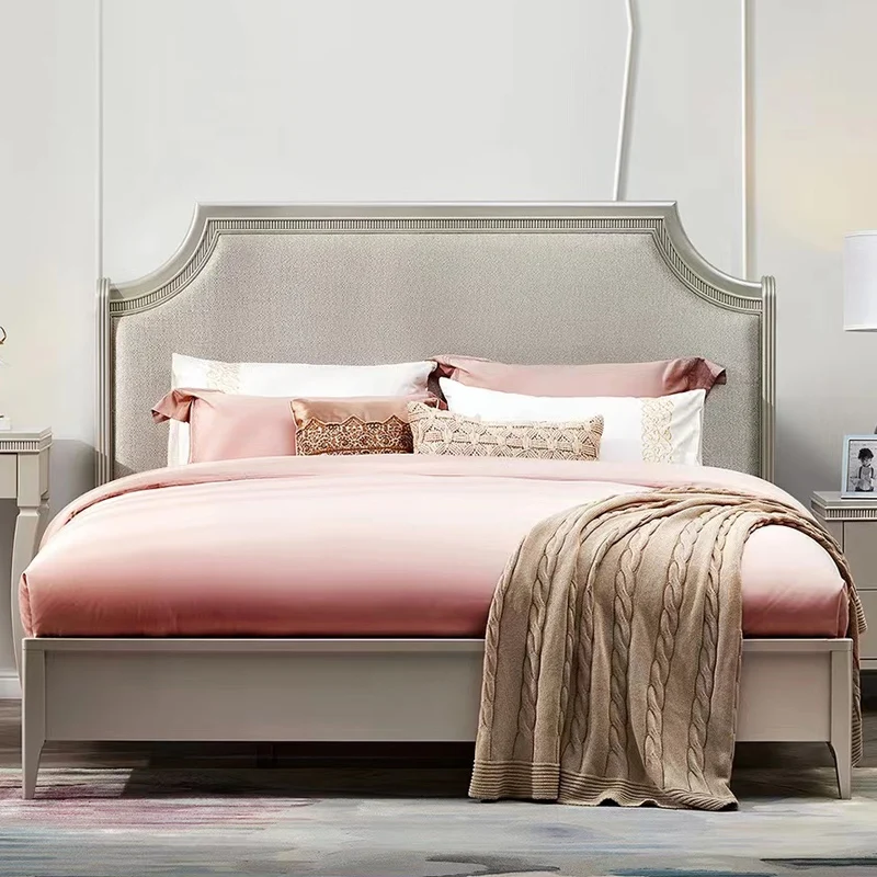 Kawaii Soft Double Bed European Wood High End White Modern Bedroom Beds Twin Upholstered 2 Person Camas De Dormitorio Furniture