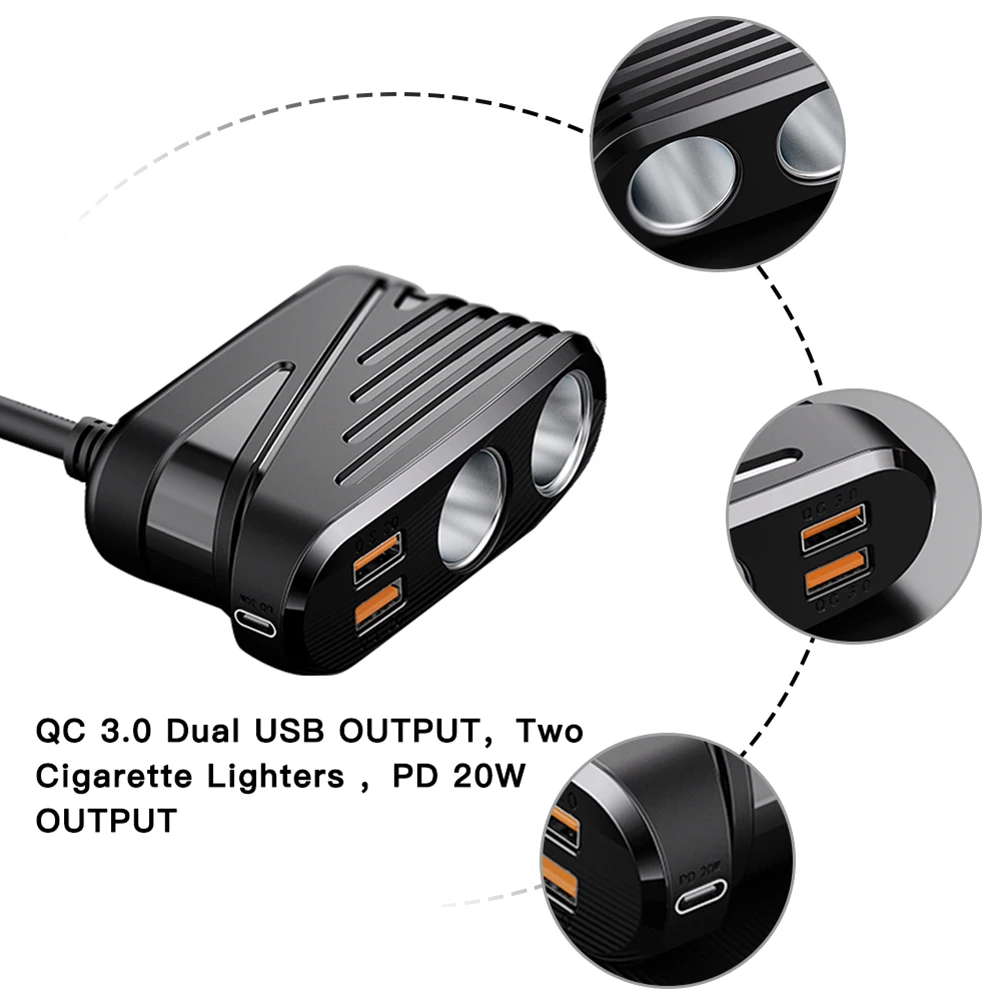 

Top Deals 120W Splitter Quick Charge 3.0 Car Charger Adapter 12V/24V 2 Port USB Charging Socket For Phone Ipad