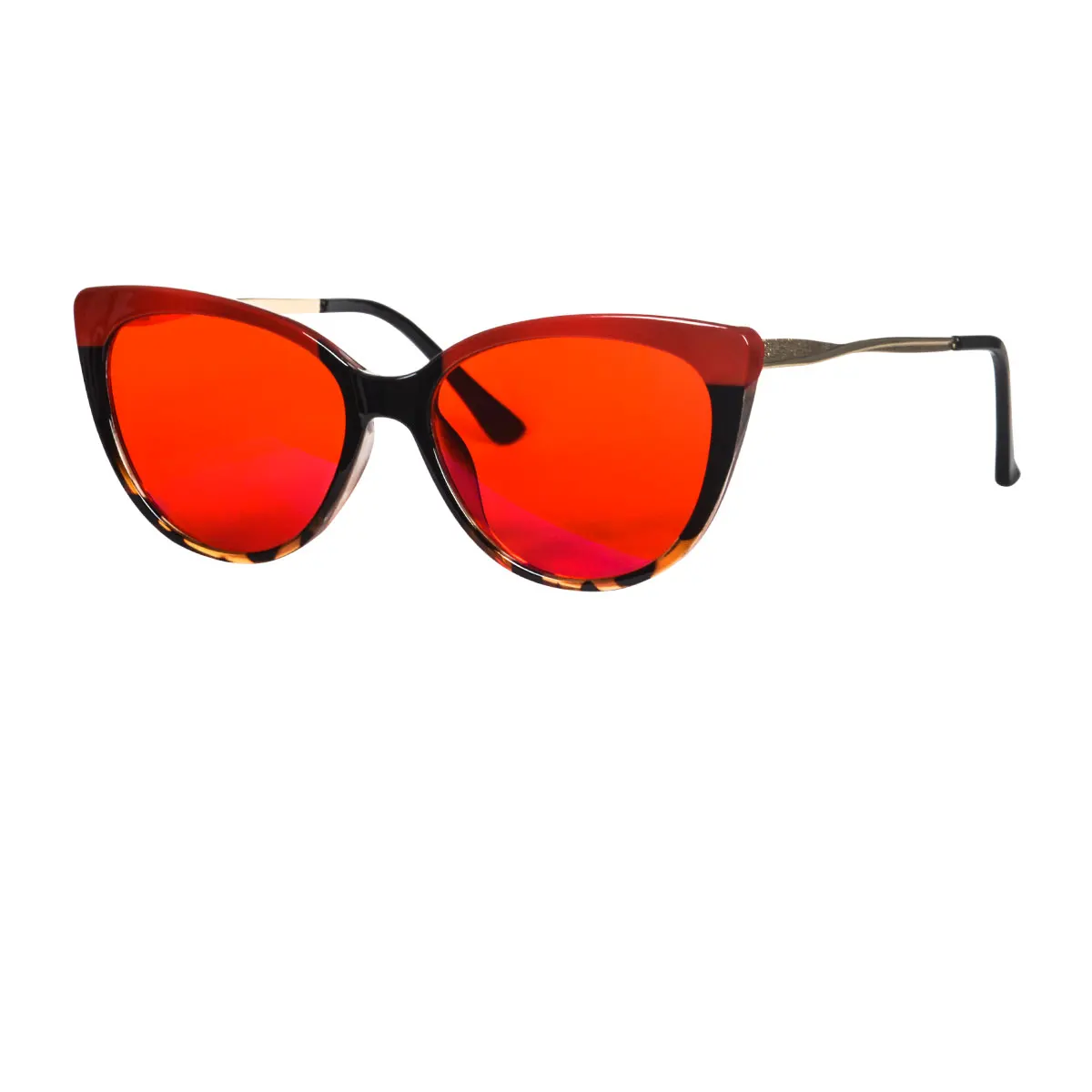 Rote Linse, besser schlafen, Brille, verbessert Schlaflosigkeit, nächtliche orangefarbene Linse, Blaulichtfilterbrille, Damen-Kunststoffrahmen, Größe 138 mm