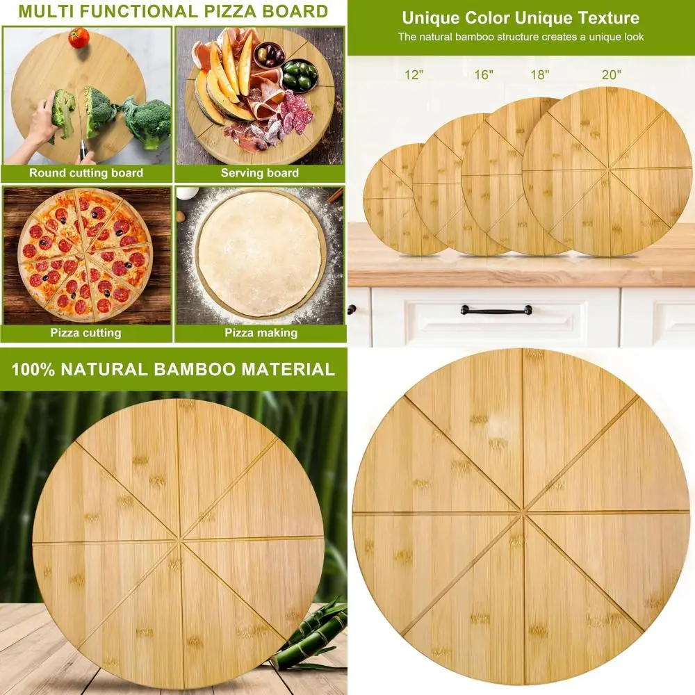 

Extra Large 20 Double-Sided Bamboo Pizza Board with Cutting Grooves and Serving Tray