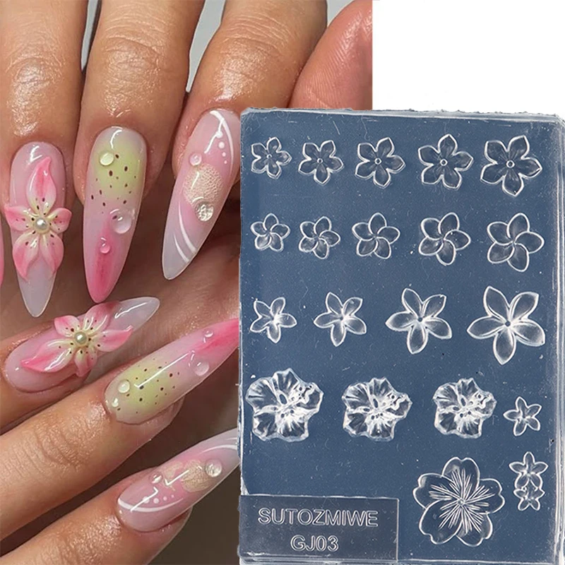 Handmade Frangipani Silicone Nail Art Mold DIY Flower Nail Design Mould High Transparent Manicure Template