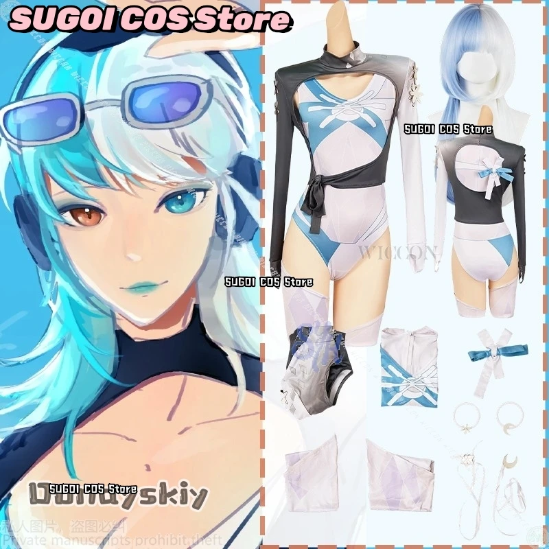

Anime Game Rivals Cosplay Luna Cos Snow Costume {SUGOI COS}Summer New Uniform Sexy Bikini Hollowed Out Jumpsuit Halloween