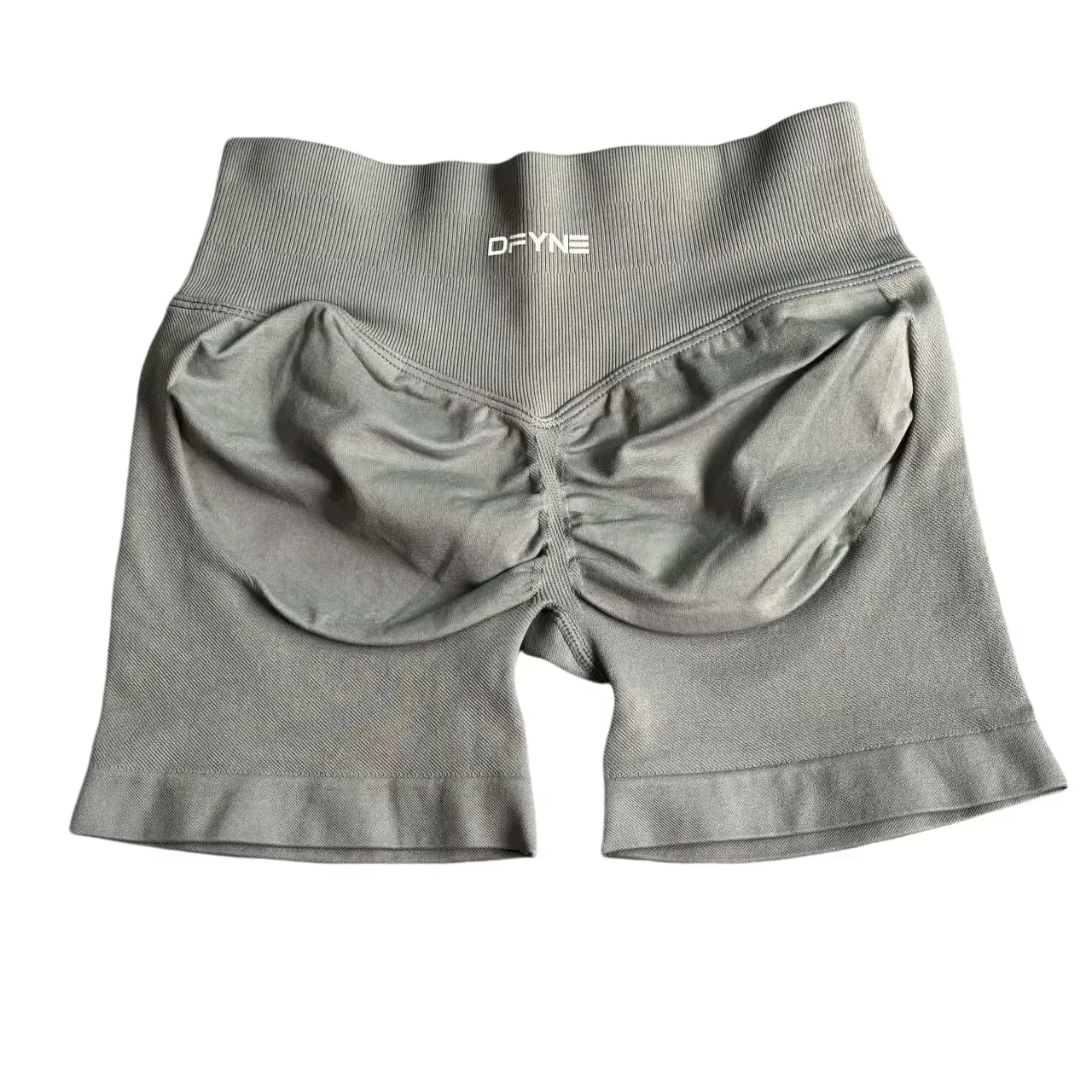 Short de sport à Impact dynamique avec Logo pour femmes, froissé, taille basse, sans couture, pour Yoga, entraînement, motard, court, extensible, Fitness
