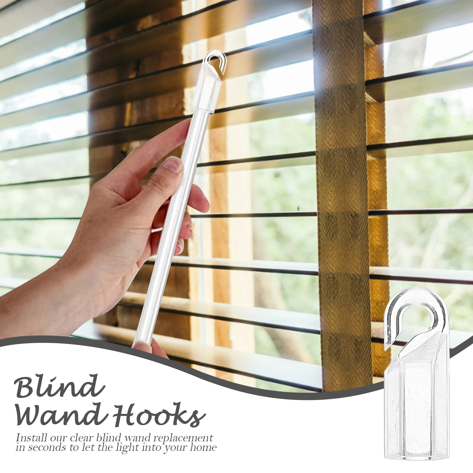 

24 Pcs Hook Curtain Handle Stick Wand Tiller for Blinds Accessories Vertical Hooks Rod Replacement Window