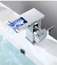 

Bathroom Single Handle Cold and Hot Water Flow Produces Electricity Luxury LED Black Basin Faucet Tall And Short Tap