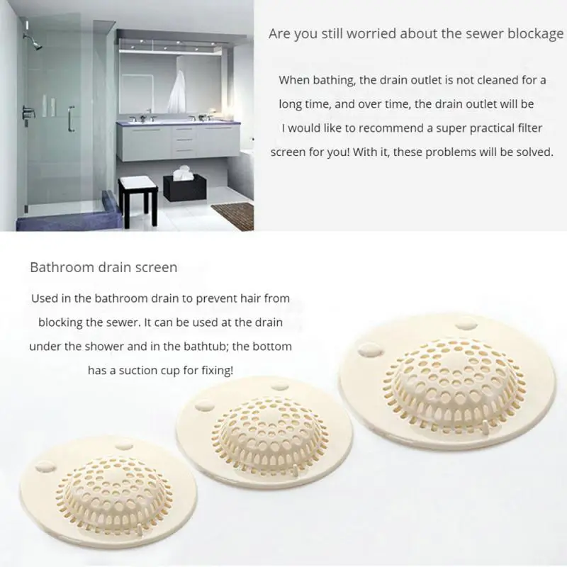 Sink Filter Deodorant Beige Kitchen Hair Filter Reusable Sewer Filter Anti-clogging Hair Catcher Silicone Sewer Hair Filter