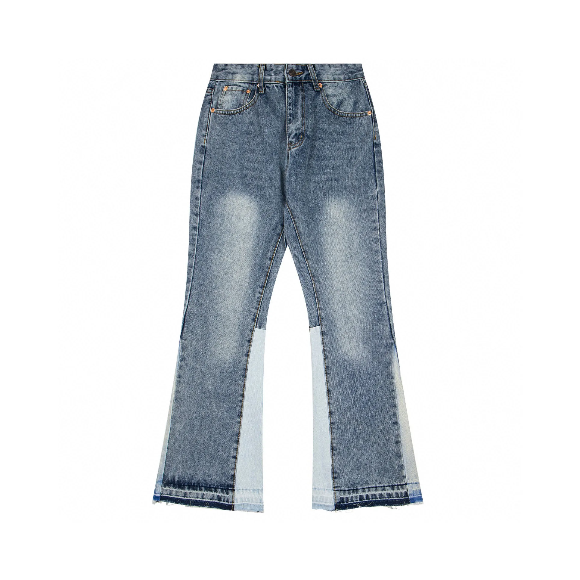 

Джинсы Waed Light Denim в американском винтажном стиле, повседневные длинные брюки с дизайнерскими вставками, молодежный крой, хлопок, на молнии
