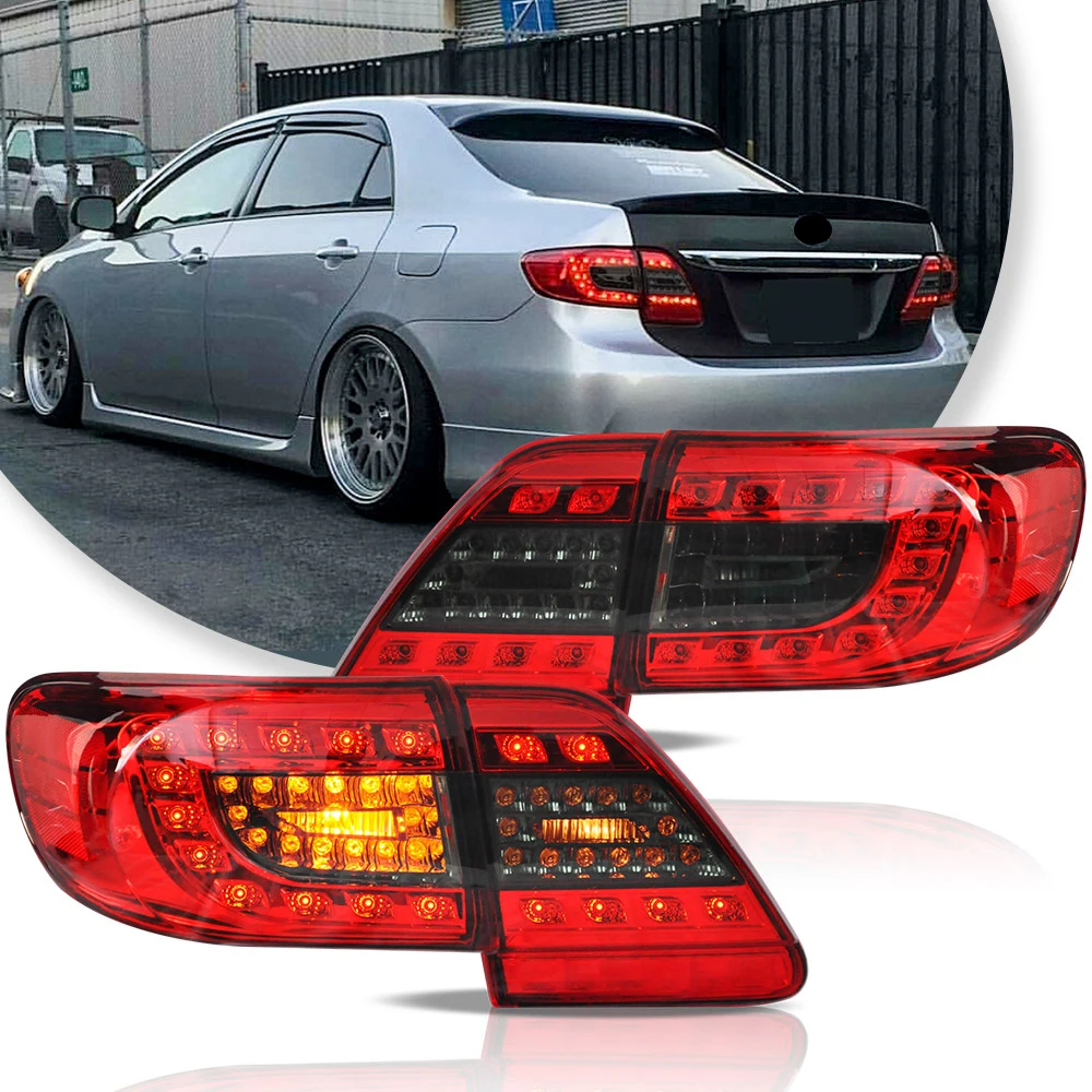 VLAND LED Tail Lights with Sequential Turn Signal for 2011-2013 Toyota Corolla 10th Gen E140 Wide Body Facelift Rear Lamp Assemb