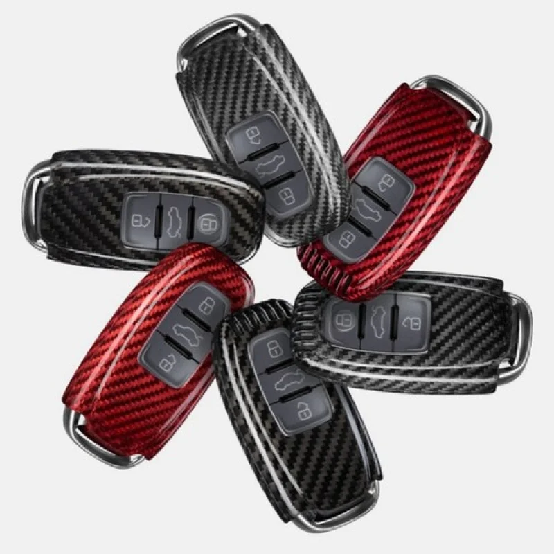 A + ألياف الكربون سيارة مفتاح فوب غطاء ل أودي A1 A3 A8 TT Q5 Q7 A4 A6 A7 RS R8 S6 #6