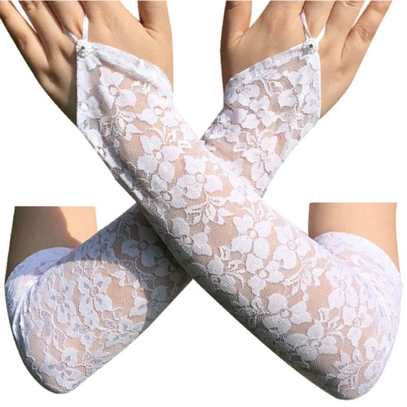 Lace Gloves Long Leg Arm Cuff Party Wear Fashion Sexy Fancy Dress for Women Girl Arm Warmer Black White Red Fingerless Gloves