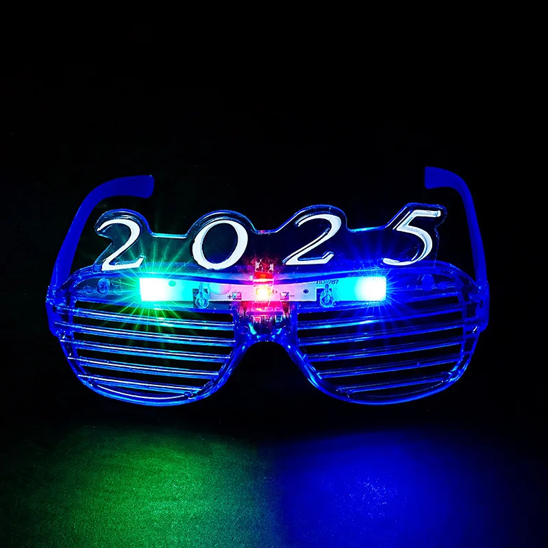 2025 LED Flashing Glasses Glow In The Dark Neon Glasses Christmas Night Glow Photo Prop For New Year Xmas Party Luminous Decor