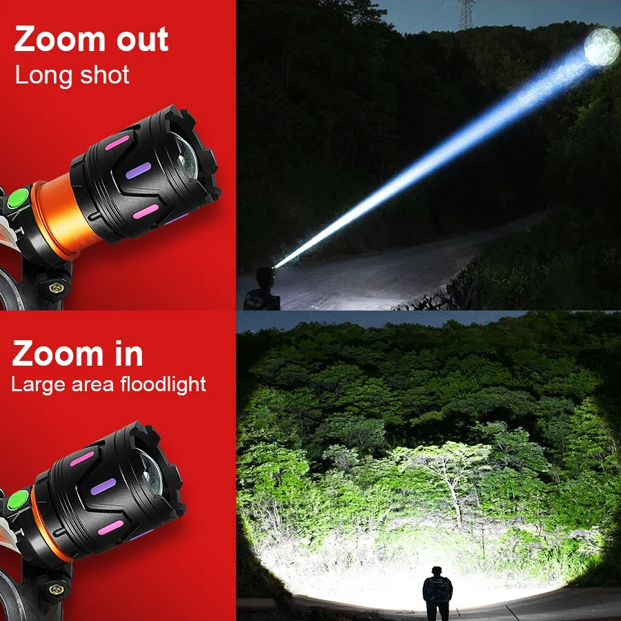 800000LM Most Powerful Headlamp 18650 Rechargeable High Power LED Head Flashlight Fishing Head Lantern Professional Front Light