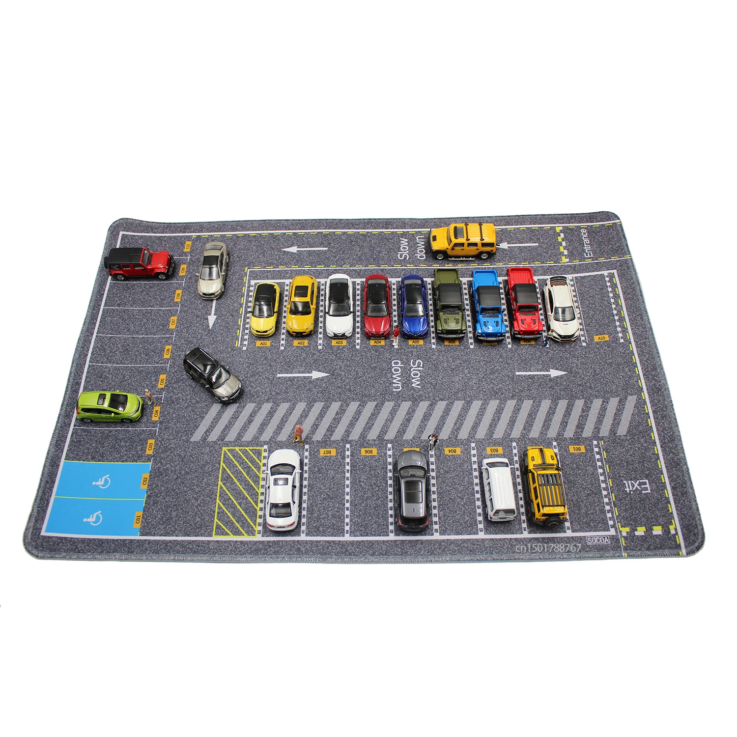 1:64 Scale Parking Road Garage Football Field Toy Mat Mouse Pad For Diecast Car Model Dolls Scene Display