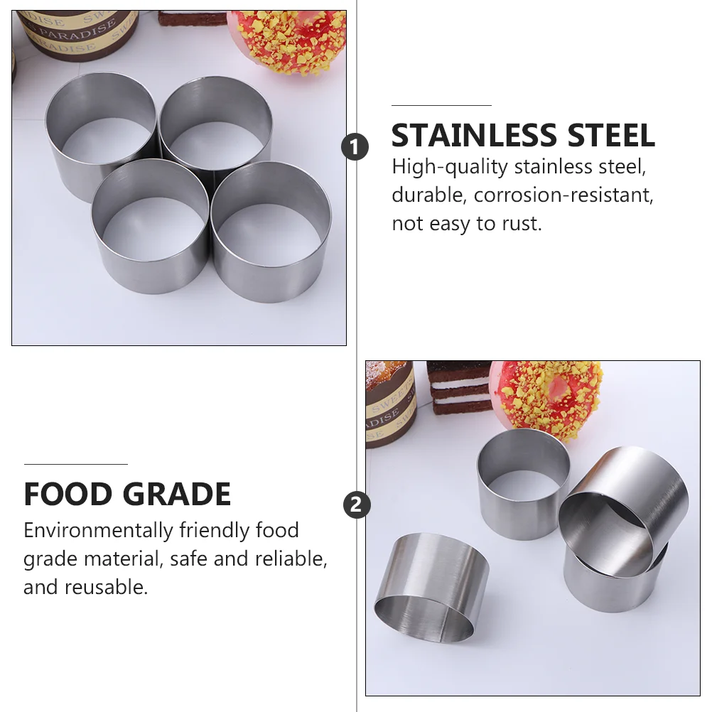 4 Pcs Cookie Round Mousse Circle Suite Stainless Steel Baking Mold Child Cake Pans