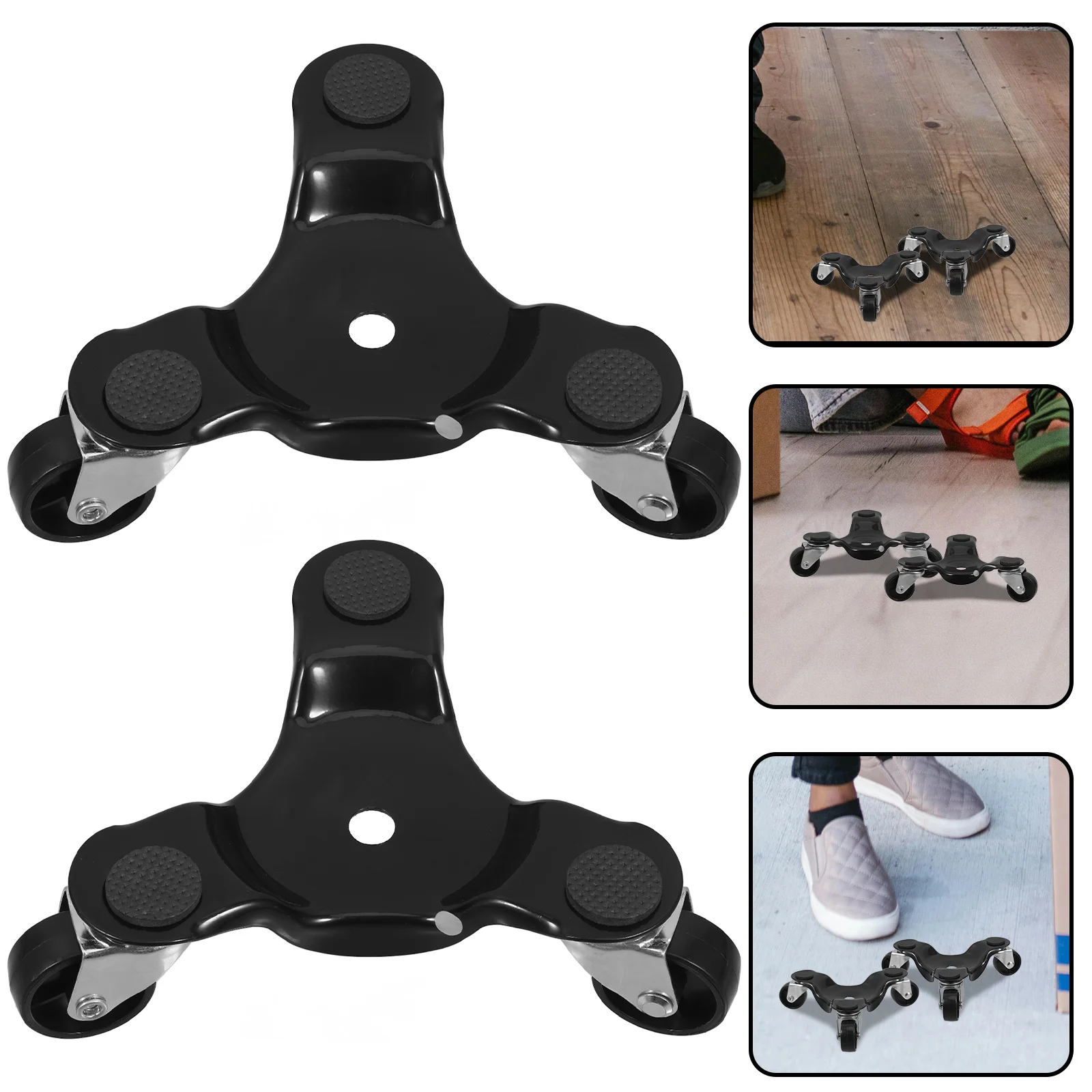 2 Pcs Triangle Furniture Moving Casters Castor Wheels Carbon Steel Dolly Tri-dolly