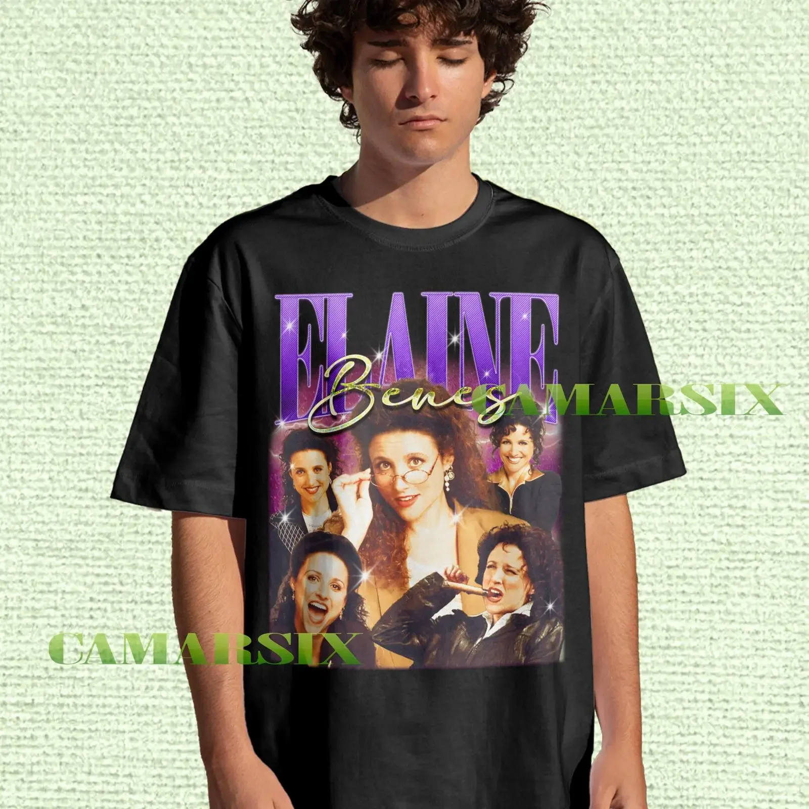 Vintage Elaine Benes Seinfeld T Shirt 90s Sitcom Retro Crew Neck Black Fans  vintage Washed Versatile designer clothes Soft