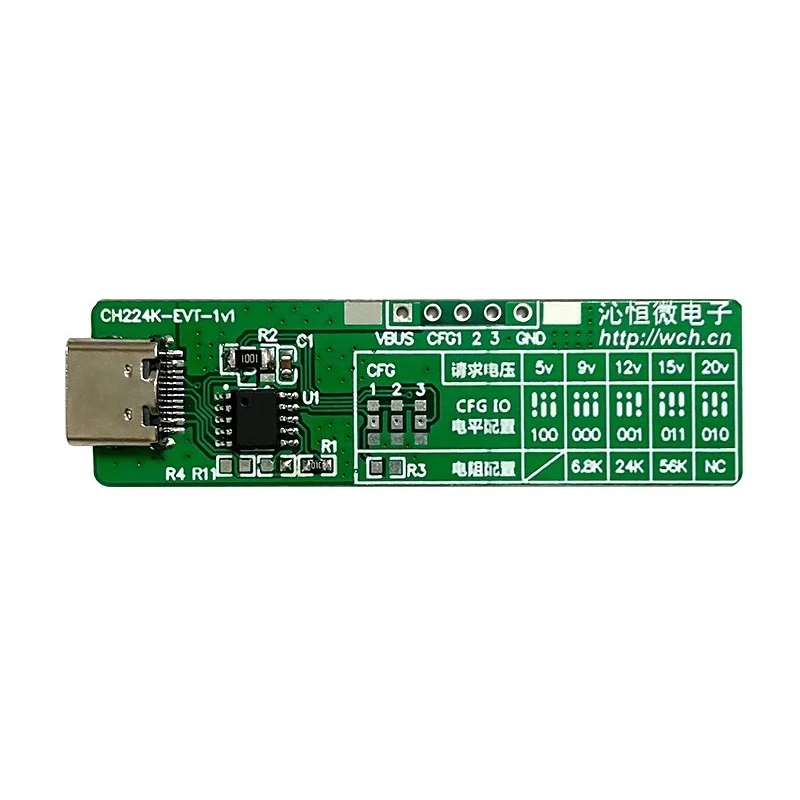 CH224K Development Board PD Multiple Fast Charging Protocols Support Analog E-Mark Chip Type-C Receiver Demo Board