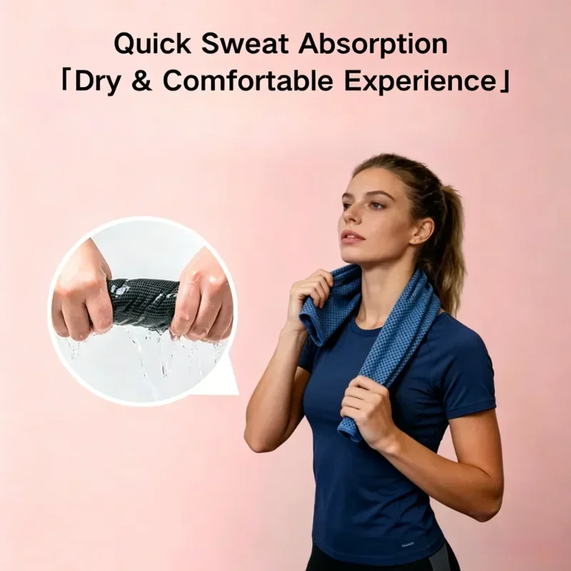 Quick Dry Cooling Towel for Gym, Running or Intense Sports, Chills When Wet, Sweat Absorbing, Lightweight Breathable Sports Gear