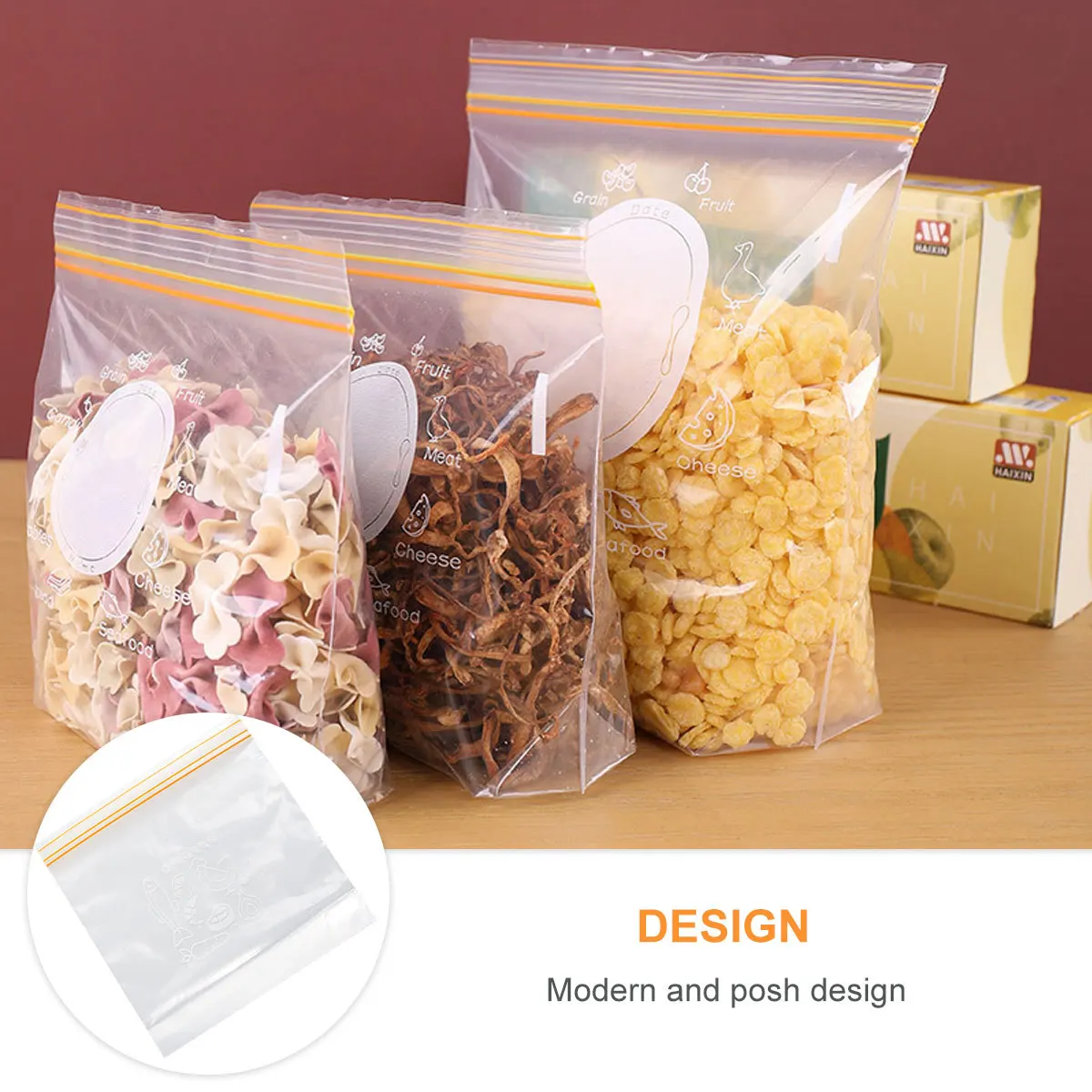 

1Set Multifunctional Eco-Friendly Food Bags Double Seal Strips Transparent Pouches for Snack Fruit Vegetable Preservation