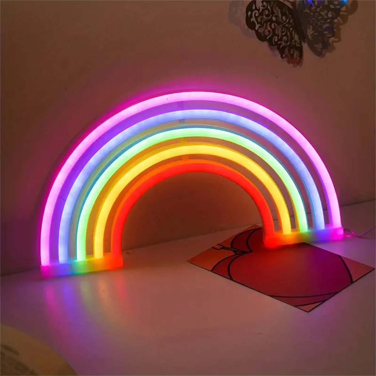 1pc LED Rainbow Neon Light USB & Batteries Powered Night Light Decorative Lights For Bedroom Wedding Party Game Room Decoration