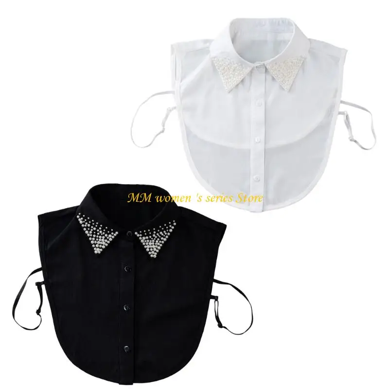 Q39C ديكورات اللؤلؤ طوق صناعي قابل للفصل للنساء ملابس مختلفة #1