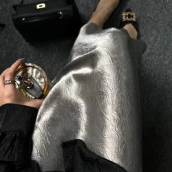 High End Satin Temperament Half for Women's Summer New New Chinese Style Western-style Versatile Beautiful Fish Tail Long Skirt