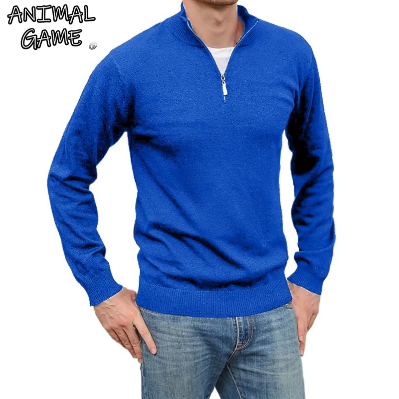 

Мужской рабочий джемпер на полумолнии с v-образным вырезом и водолазкой, пуловер, свитера, зимняя блузка-поло, вязаный кардиган, свитера