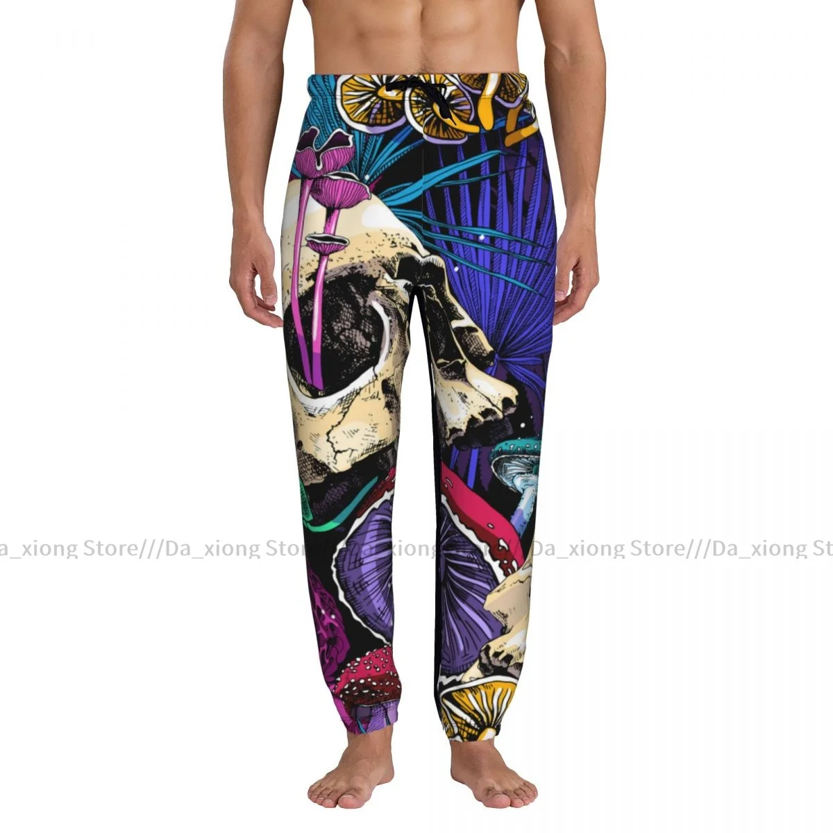 Men Sports Pants Male Casual Loose Trousers Psychedelic Mushrooms And Skulls Sportpants