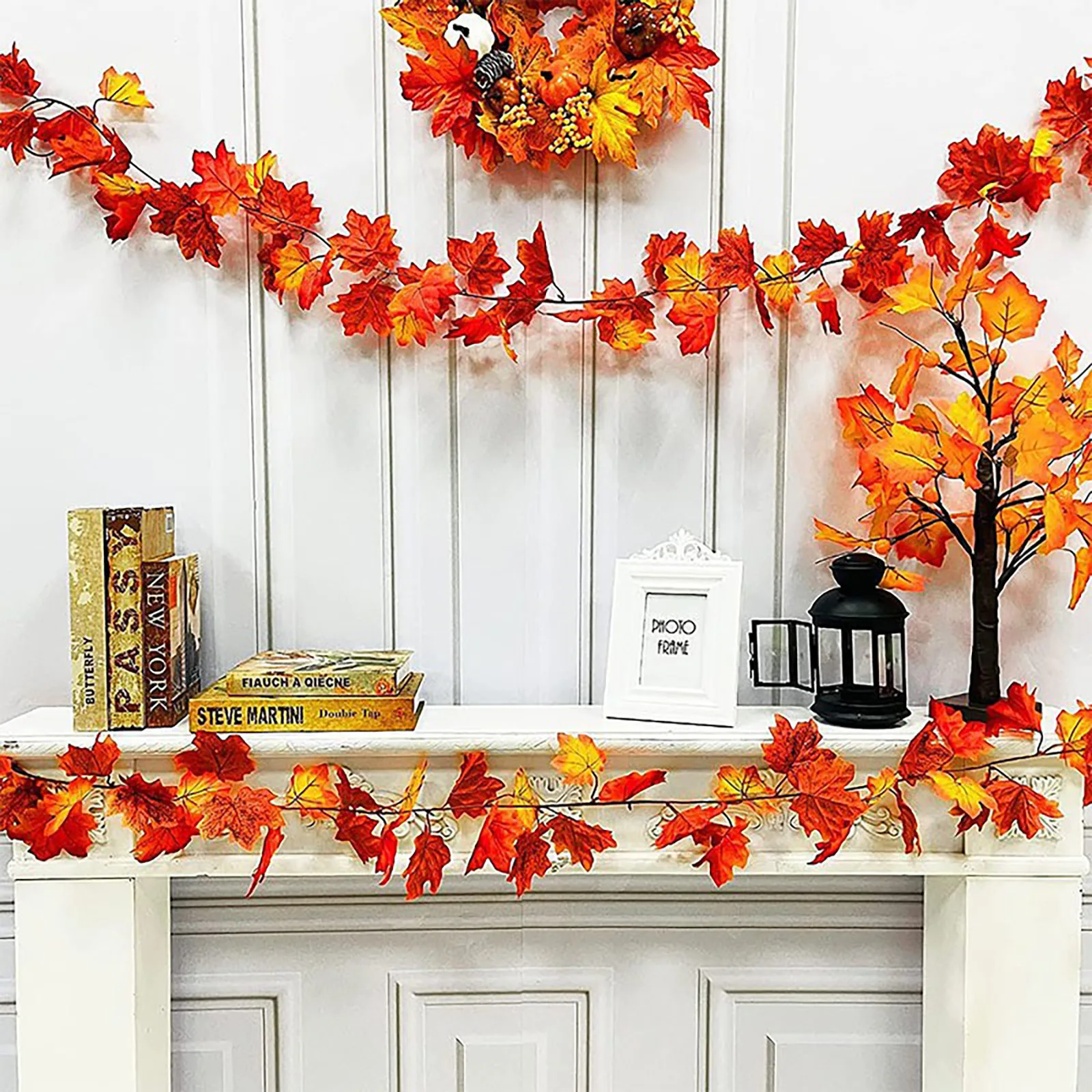 

2pc Autumn Garland Maple Leaves Autumn Leaves Garland Autumn Garland For Indoor And Outdoor Wedding Thanksgiving Party 170cm